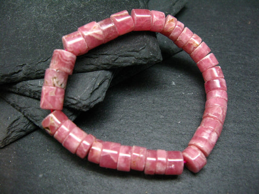 Rhodochrosite Genuine Bracelet ~ 7 Inches ~ 8mm Rondelle Beads