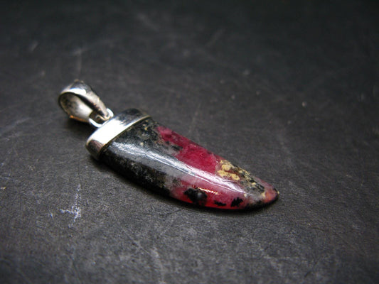 Rare Pink Tugtupite Sterling Silver Pendant From Greenland - 1.5" - 2.47 Grams