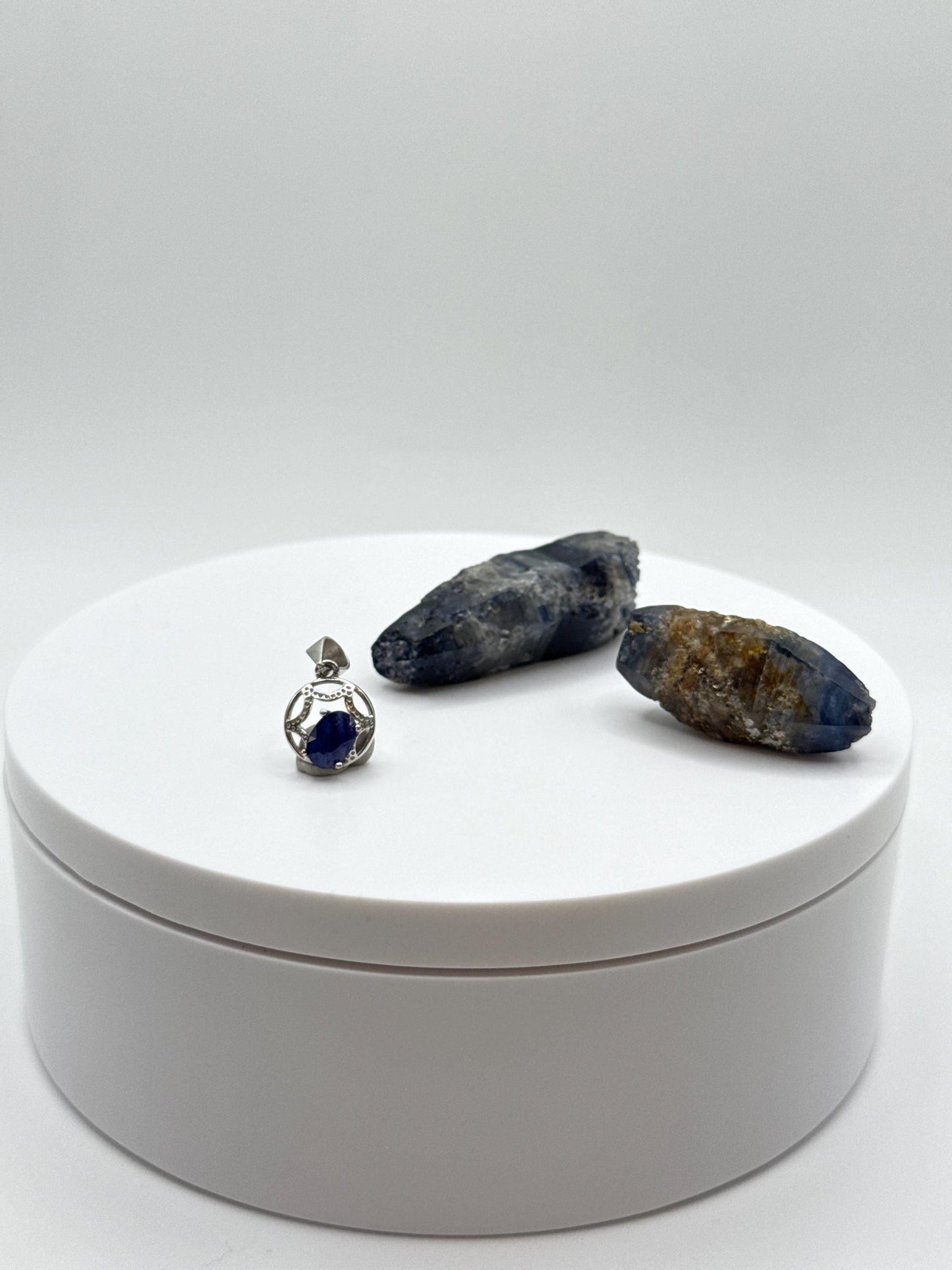 Natural Sapphire Sterling Silver Pendant | September Birthstone Necklace