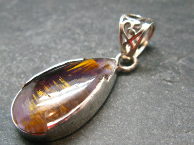 Cacoxenite Super 7 Silver Pendant From Brazil - 1.6" - 5.49 Grams