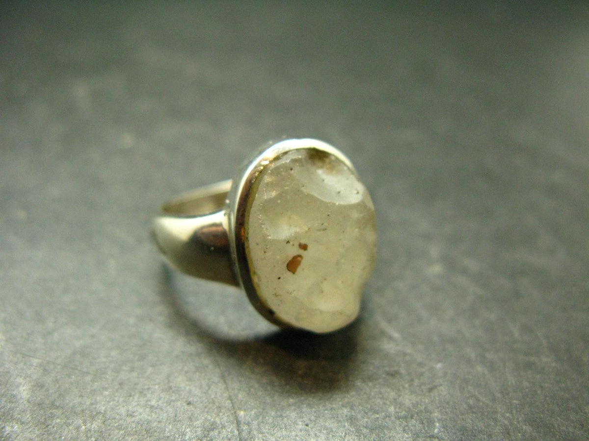 Natural Gem Raw Libyan Desert Glass Tektite Sterling Silver Ring from Libya - Size 8 - 6.54 Grams