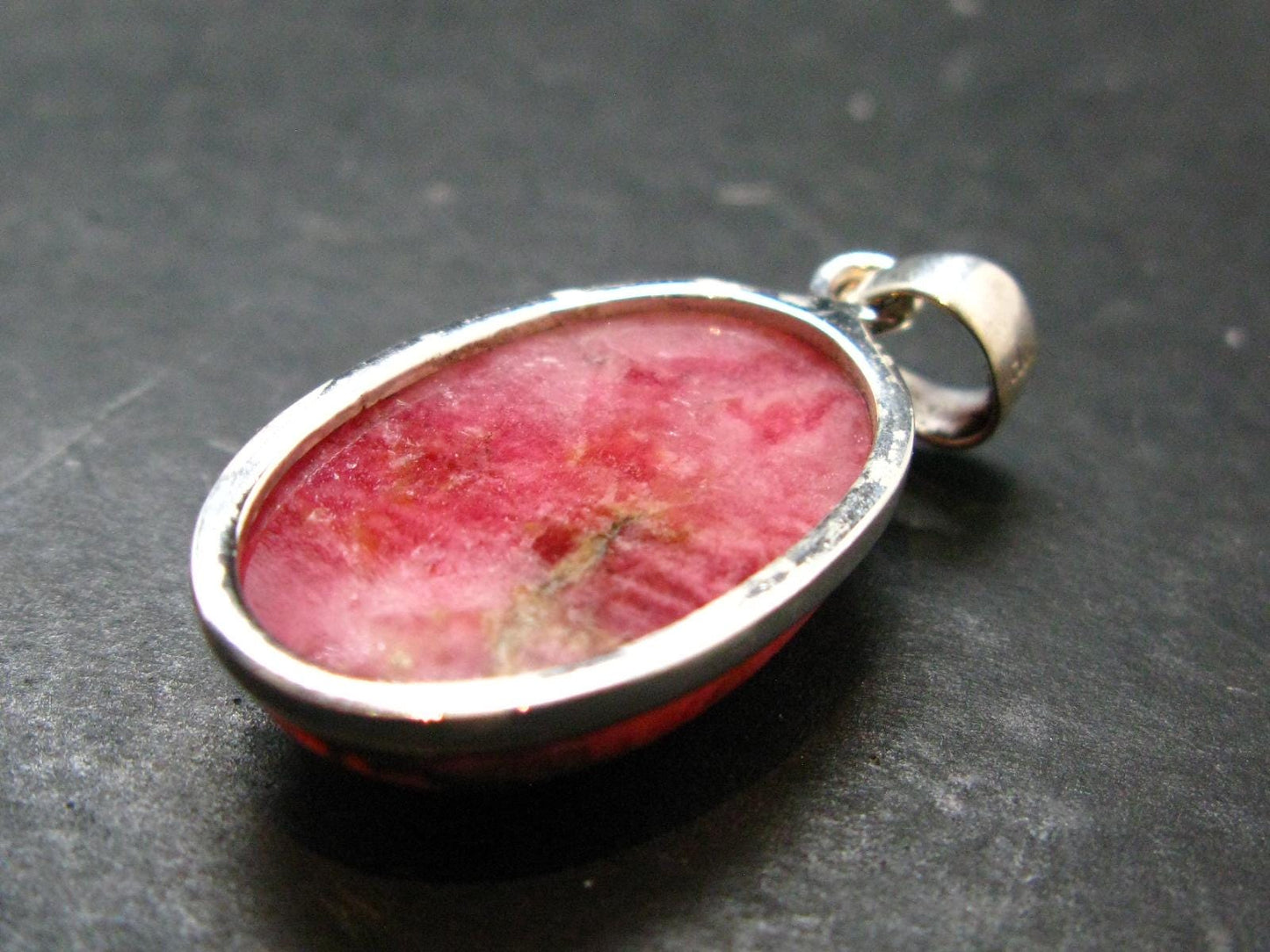Rare Pink Tugtupite Sterling Silver Pendant From Greenland - 1.5" - 5.85 Grams