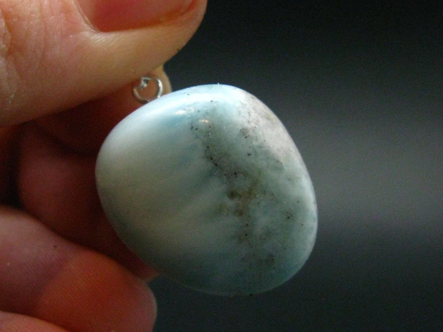 Rare Blue Larimar Pectolite Silver Pendant From Dominican Republic - 1.1" - 7.63 Grams