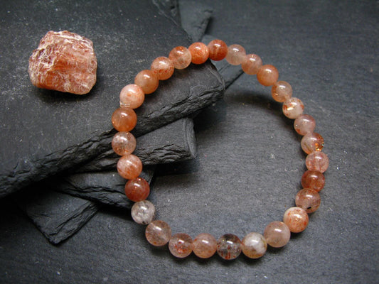 Sunstone Genuine Bracelet ~ 7 Inches ~ 7mm Round Beads