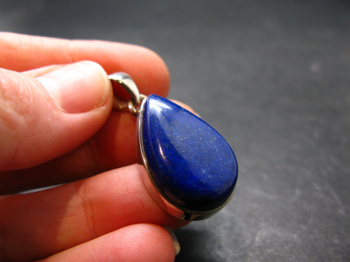 Lapis Lazuli Silver Pendant From Afghanistan - 1.4" - 7.21 Grams