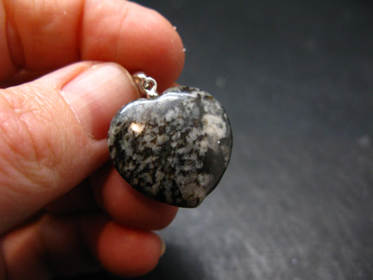 Rare Impactite Silver Heart Pendant From Norway - 1.0"