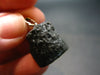 Tibetan Black Tektite Silver Pendant From Tibet - 0.9" - 3.35 Grams