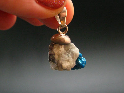 Cavansite Crystal Pendant In Sterling Silver From India - 0.9"