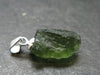 Moldavite Tektite Silver Pendant from Czech Republic - 0.8" - 1.13 Grams
