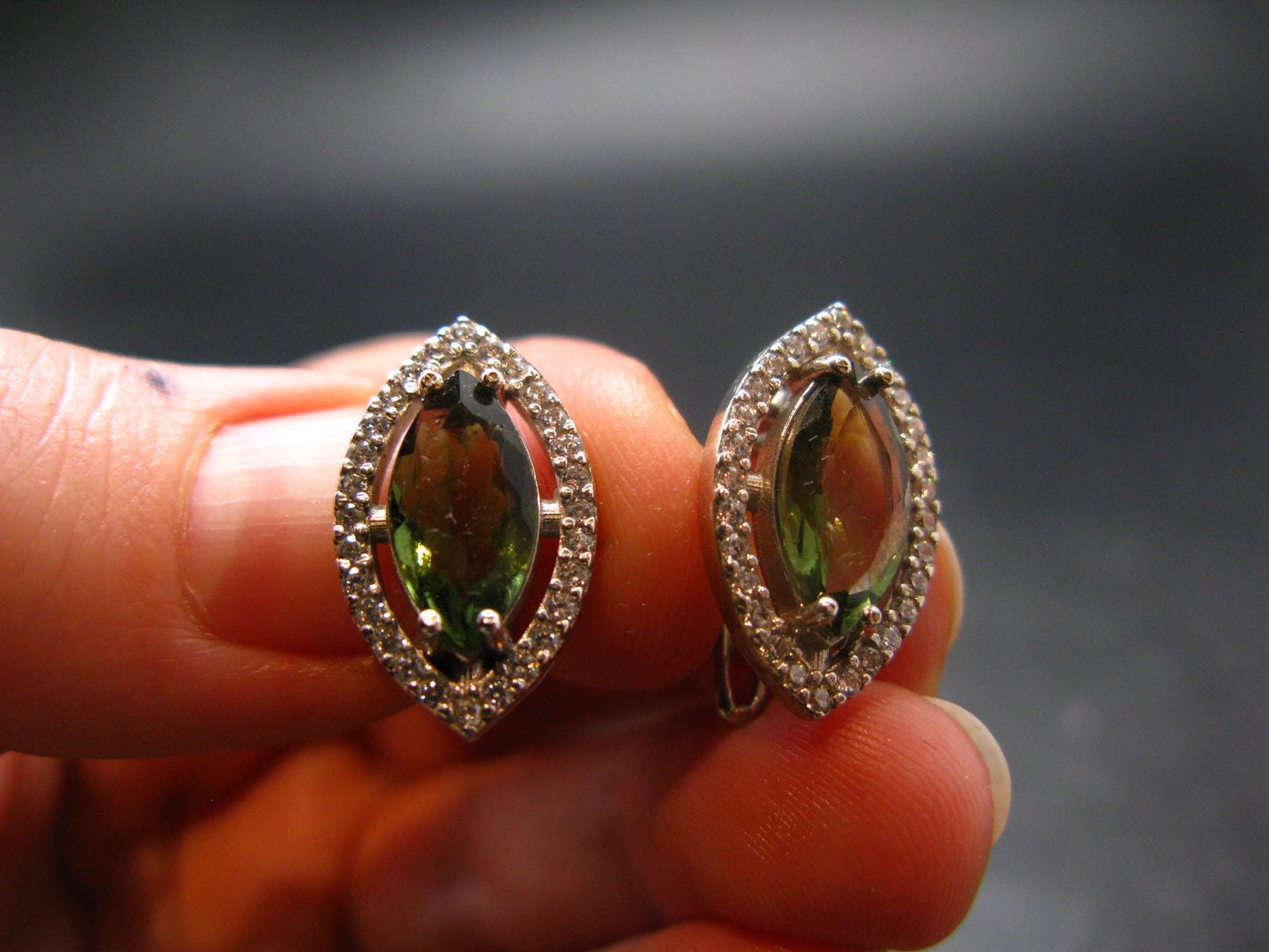 Moldavite Tektite Silver Earrings from Czech Republic - 4.86 Grams
