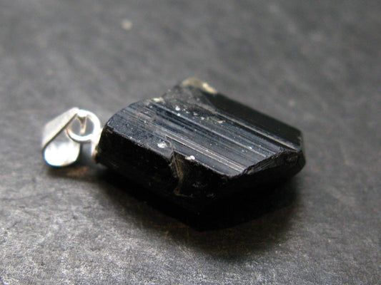 Nice Rare Terminated Epidote Crystal Silver Pendant From Peru - 1.0" - 6.07 Grams