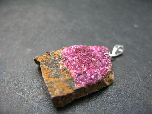 Cobaltocalcite Cobalto Calcite Silver Pendant From Morocco - 1.3" - 6.43 Grams