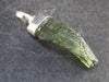 Raw Moldavite Tektite Silver Pendant from Czech Republic - 1.5" - 2 Grams