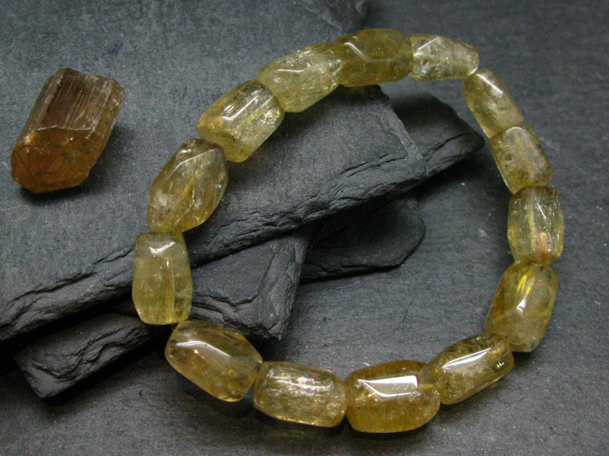 Gem Golden Scapolite Genuine Bracelet ~ 7 Inches ~ 15mm Tumbled Beads