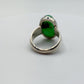 Chrysoprase Oval Ring – Natural Green Chalcedony Sterling Silver Statement Jewelry - Size 8.5