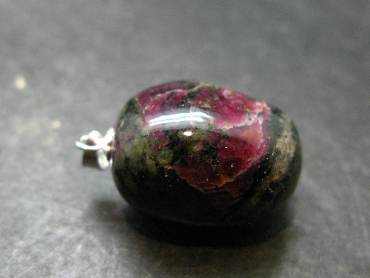 Nice Red Eudyalite Eudialite Silver Pendant From Russia - 1.2"
