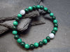 Malachite & Blue Lace Agate Genuine Bracelet ~ 6.5 Inches ~ 7mm Round Beads