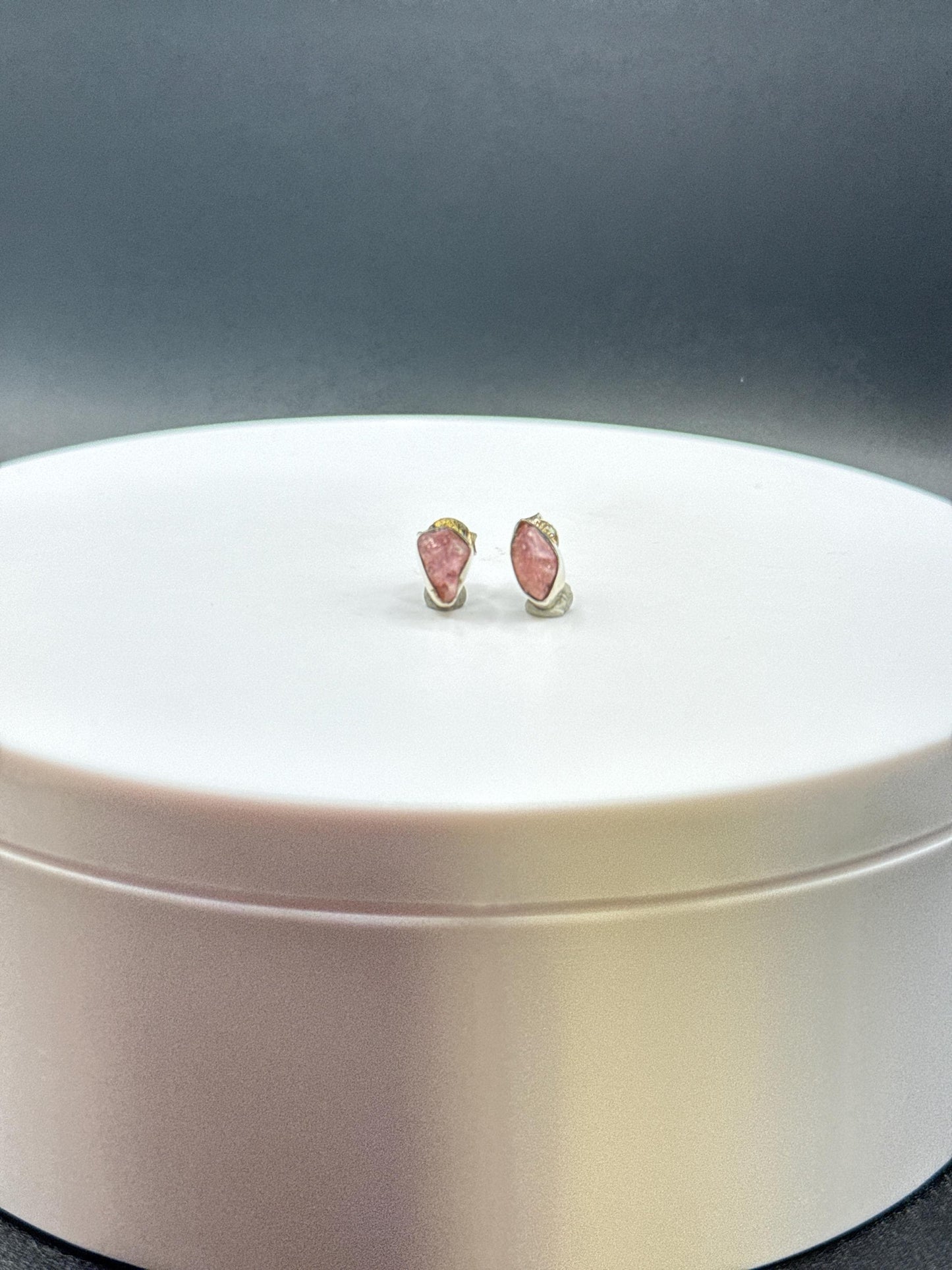 Pezzottaite Sterling Silver Stud Earrings – Natural Rare Pink Gemstone