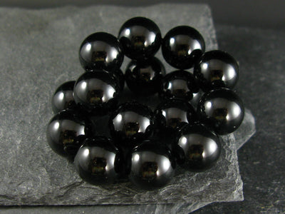 Black Onyx Genuine Bracelet ~ 7 Inches ~ 12mm Round Beads