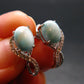 Natural Cabochon Larimar Pectolite 925 Sterling Silver Earrings from Dominican Republic - 2.77 Grams