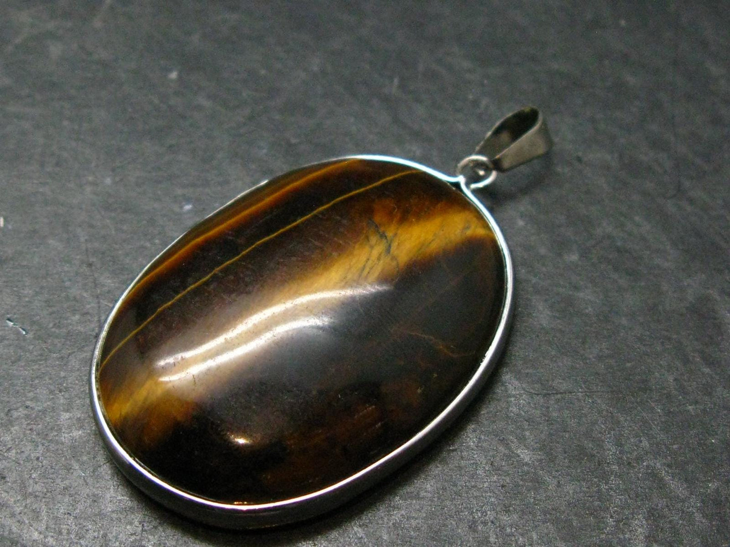 Tiger Eye Silver Plated Pendant - 2.0"