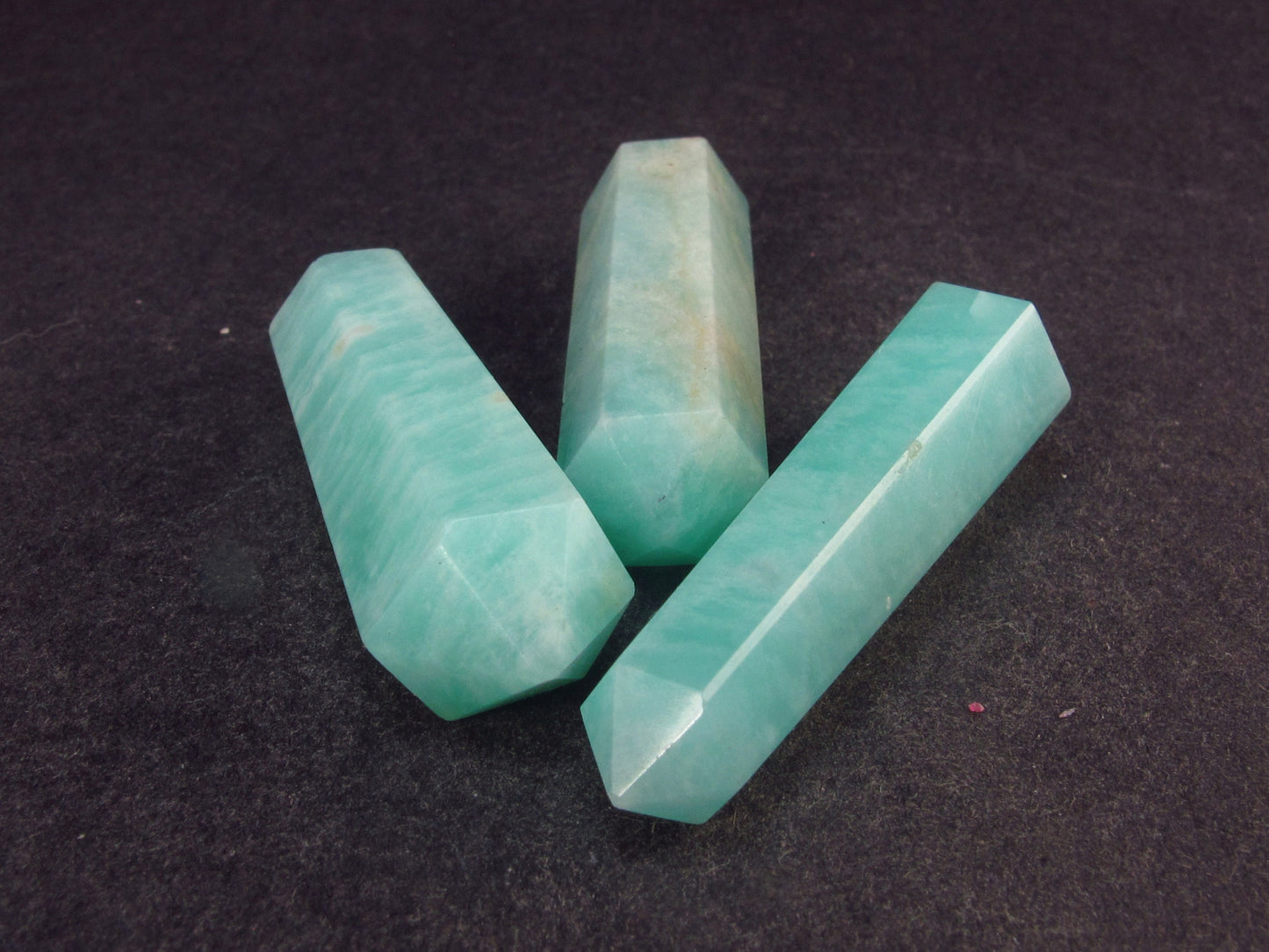 Amazon Stone!! Lot of 3 Natural Amazonite (green microcline) Pencil Point Pendants
