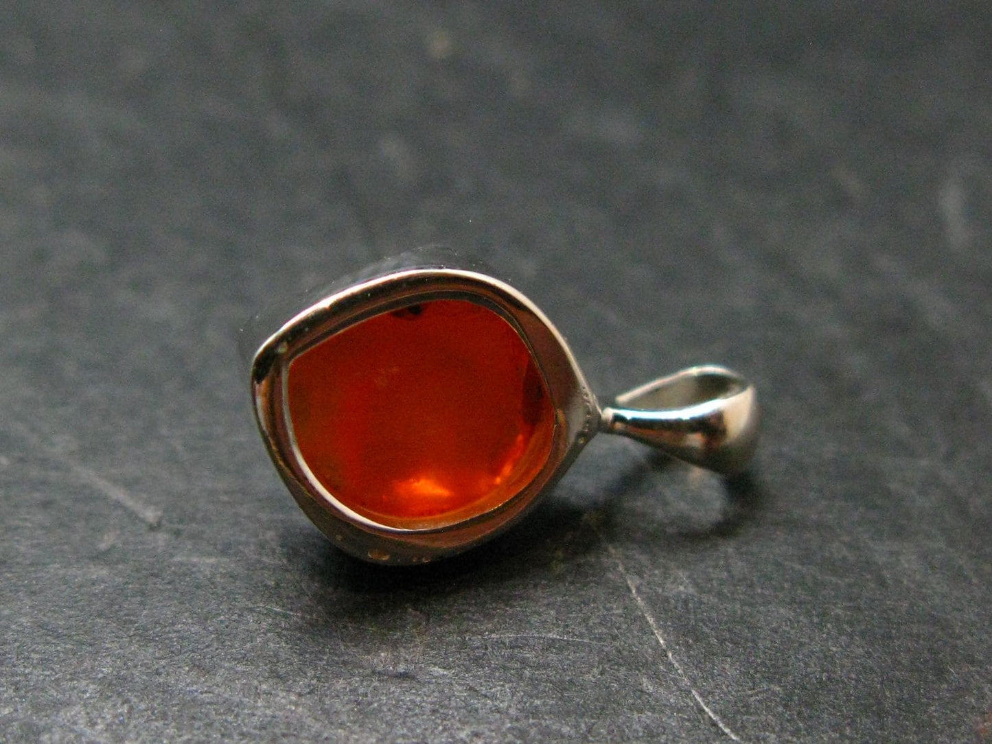 Raw Fire Opal Sterling Silver Pendant From Mexico - 0.7" - 1.0 Grams
