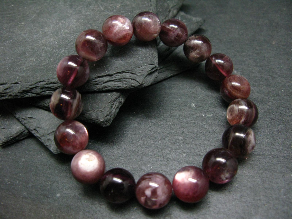 Lepidolite Genuine Bracelet ~ 7.5 Inches ~ 12mm Round Beads