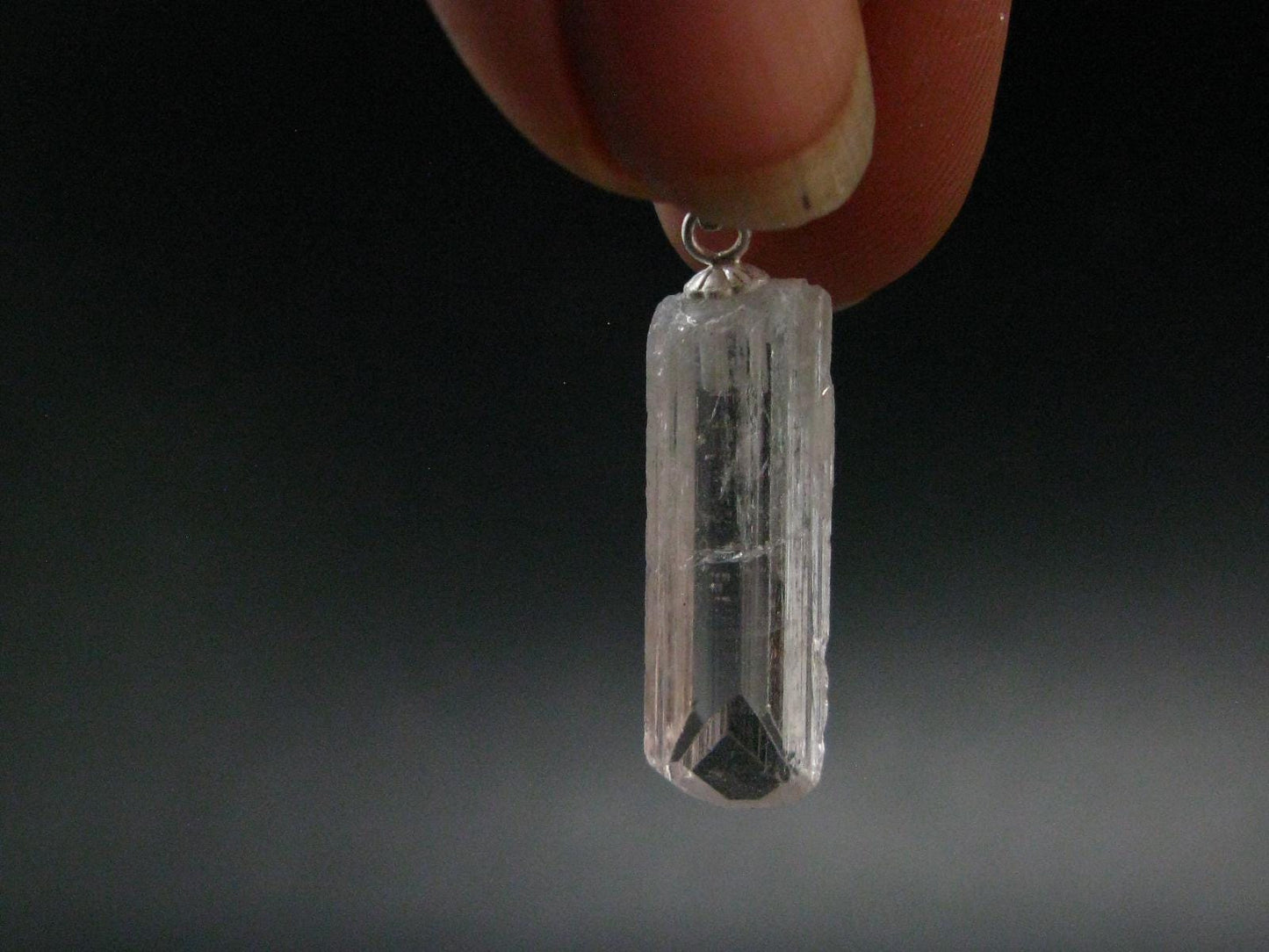 Nice Terminated Danburite Crystal Silver Pendant from Russia - 1.2" - 1.75 Grams