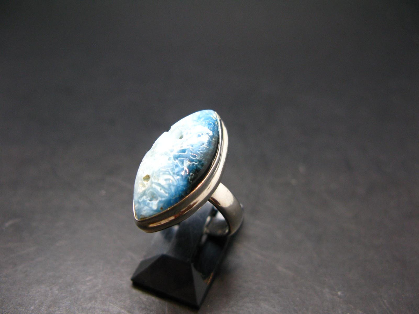 Blue Ice Glacierite Silver Ring from Indonesia - Size 5- 5.97 Grams