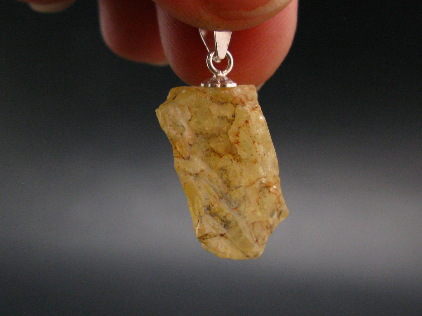 Large Natural Agni Gold Danburite Sterling Silver Pendant from Tanzania - 1.0" - 2.54 Grams