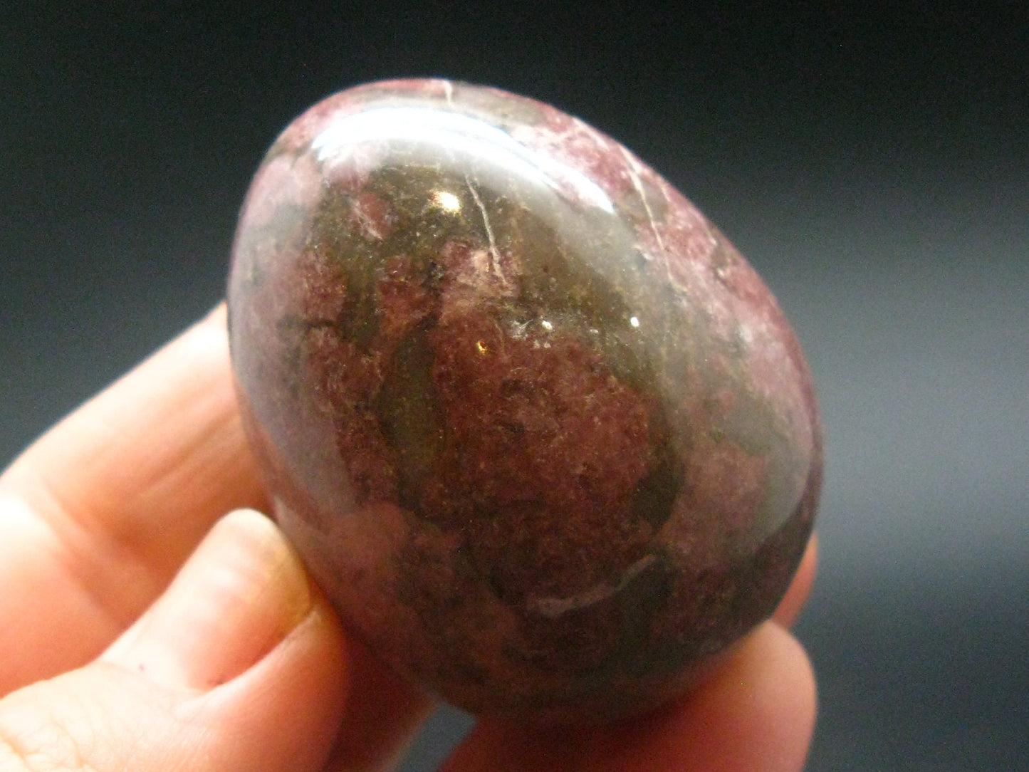 Large Rhodonite Egg From Canada - 93.15 Grams - 1.7"
