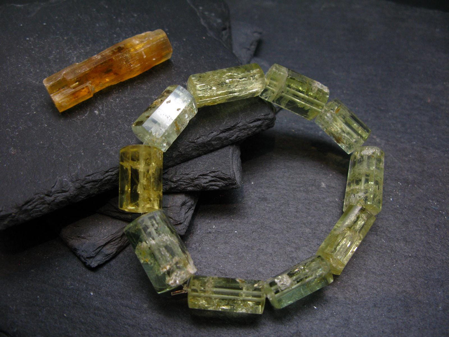 Heliodor Golden Beryl Genuine Bracelet ~ 7 Inches ~ 18mm Facetted Beads