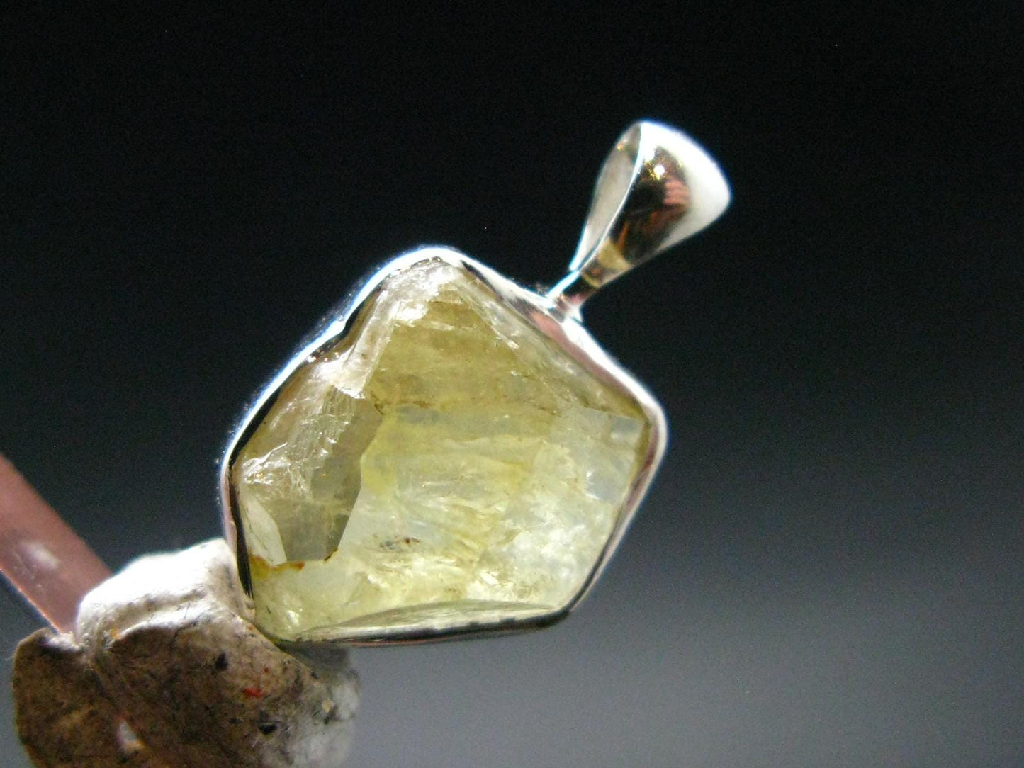 Rhodizite Rhodozite Crystal Silver Pendant from Madagascar - 0.7" - 1.65 Grams