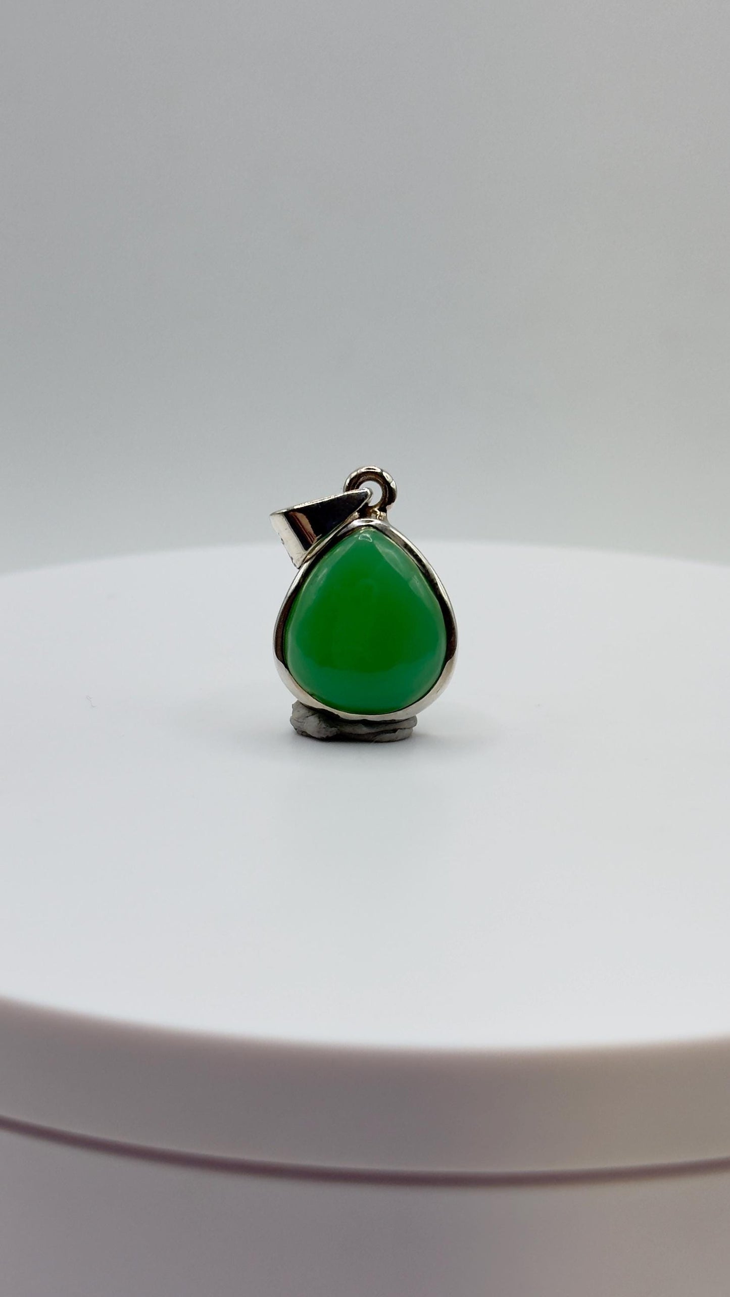 Natural Chrysoprase Drop Pendant – Green Sterling Silver Necklace Charm