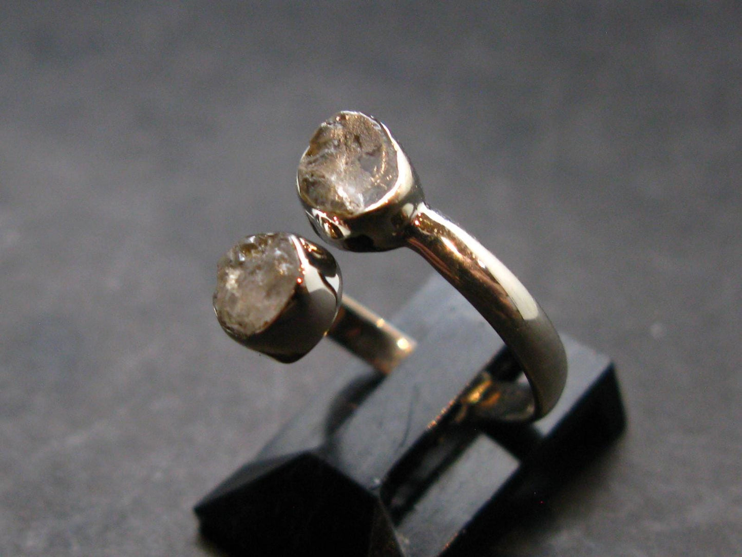 Gray Herderite Silver Ring from Africa - Size 7 - 1.95 Grams