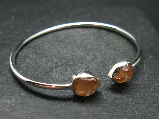 Hessonite Garnet Silver Twister Bracelet From Canada - 5.85 Grams