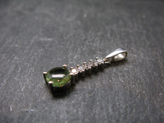Moldavite Tektite Silver Pendant from Czech Republic - 1.0" - 1.49 Grams