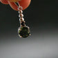 Moldavite Tektite & Red Garnet Silver Pendant from Czech Republic - 1.0"