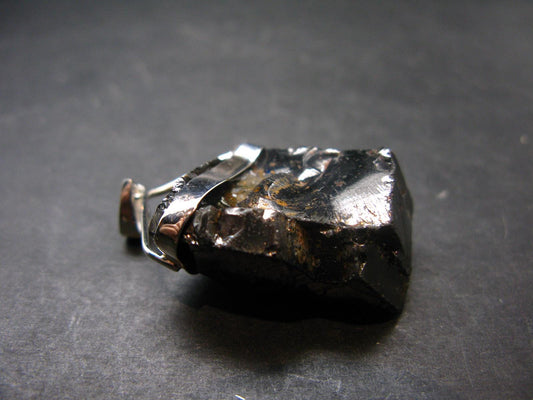 Unpolished Elite Shungite Silver Pendant from Russia - 1.8" - 9.74 Grams