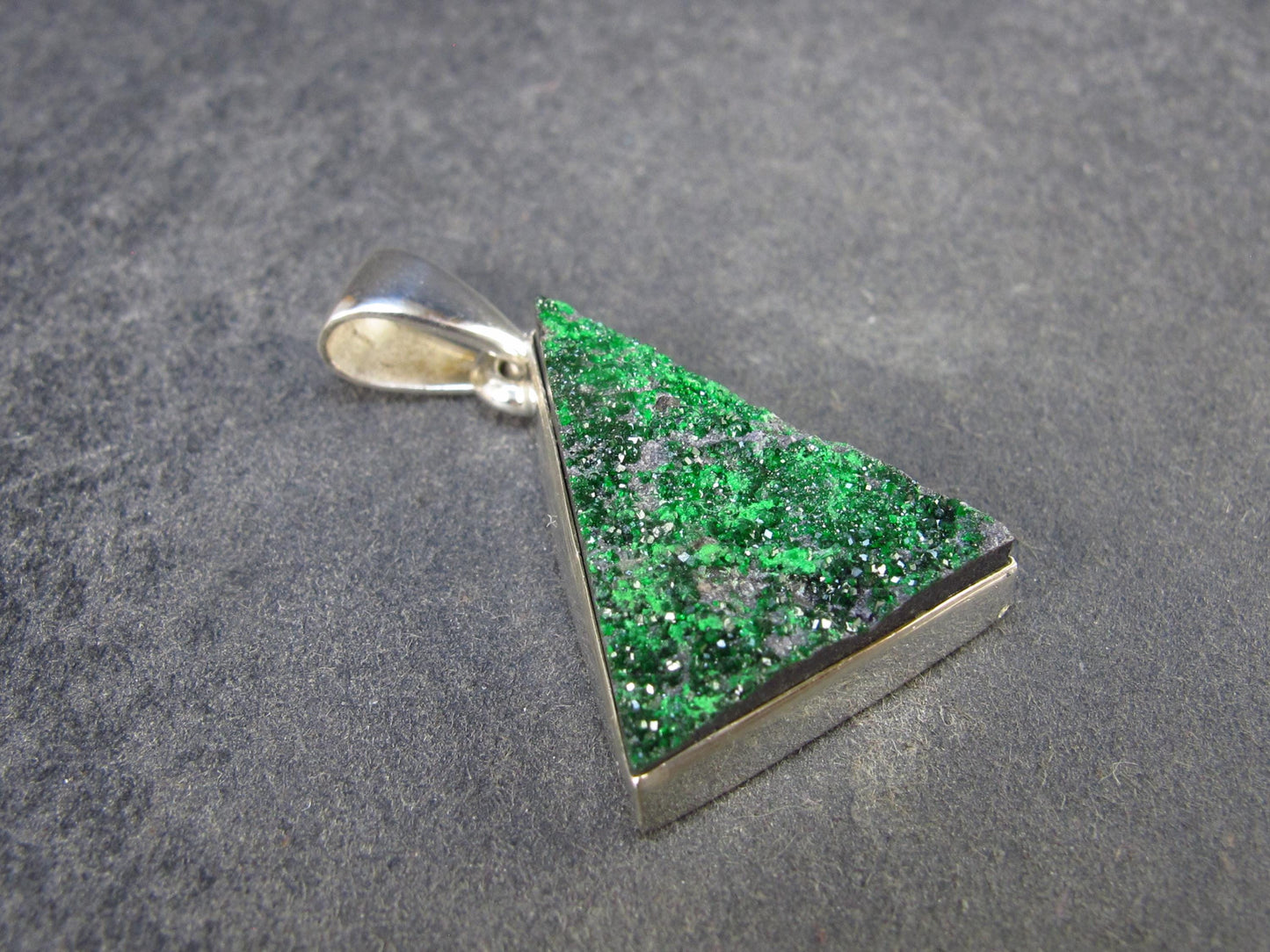 Uvarovite (Green Chromium Garnet) Cluster Silver Pendant from Russia - 1.2" - 4.80 Grams