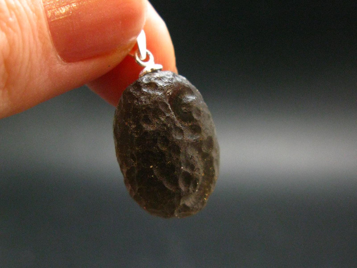 Colombianite Pseudotektite Silver Pendant from Colombia - 4.14 Grams - 1.1"