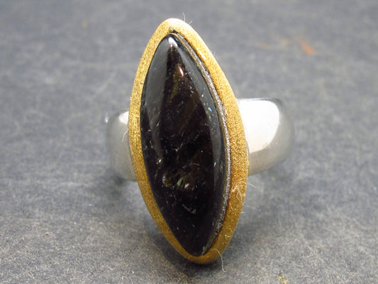 Nuumite Nuummite Sterling Silver Ring from Greenland - Size 6.5 - 7.1 Grams