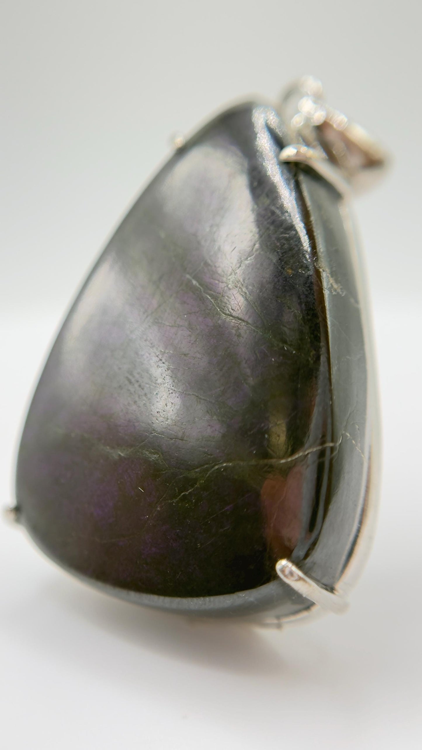 Purpurite Pendant Purple Gemstone Silver Necklace Natural Stone Minimalist Jewelry Gift