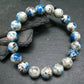 K2 Azurite in Granite Genuine Bracelet ~ 7 Inches ~ 10mm Round Beads
