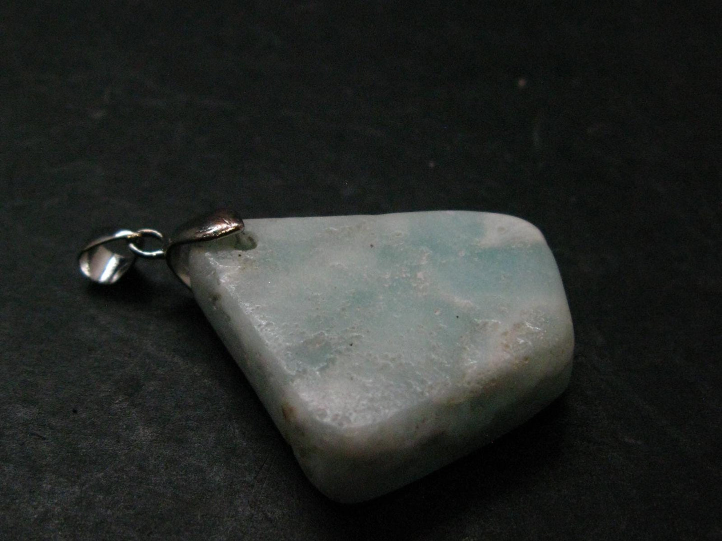 Blue Hemimorphite Silver Pendant From China - 1.9"