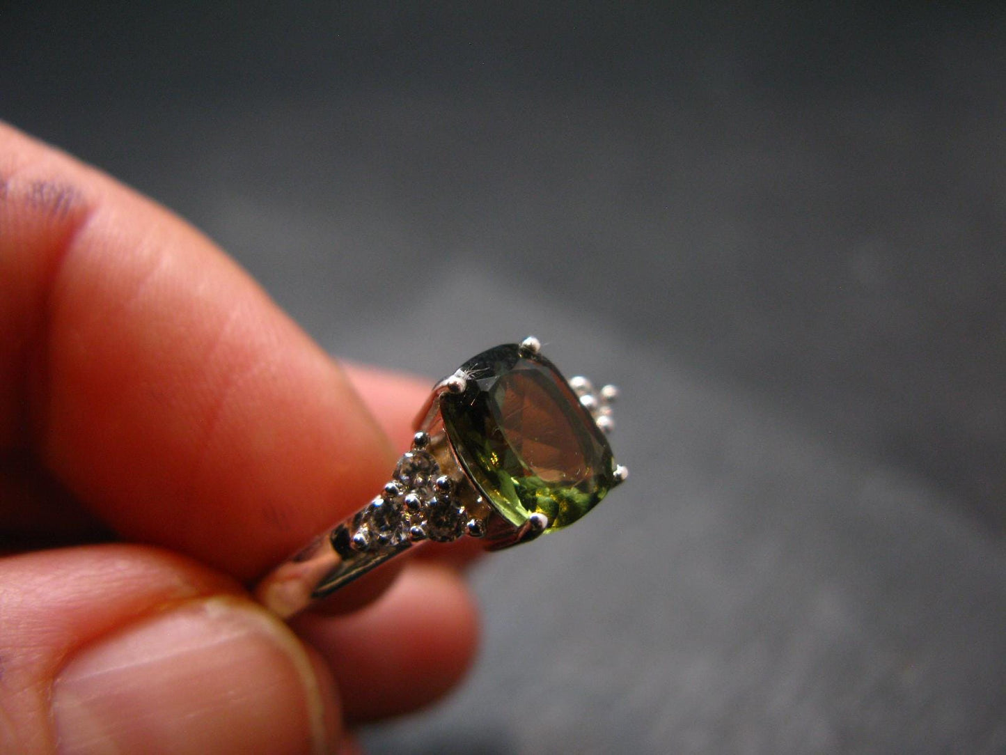 Moldavite Sterling Silver Ring From Czech Republic - Size 7.75 - 2.84 Grams