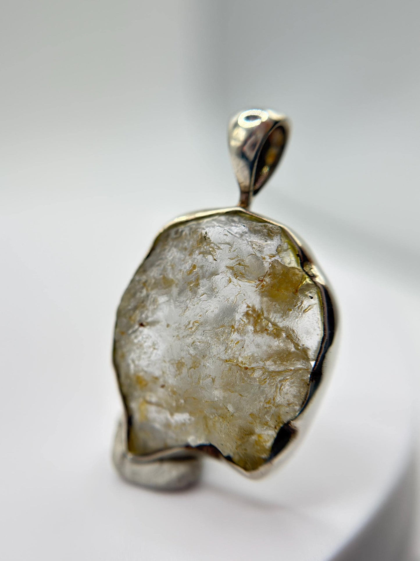 Raw Herderite Pendant – Natural Crystal in Sterling Silver Setting - 3.90g
