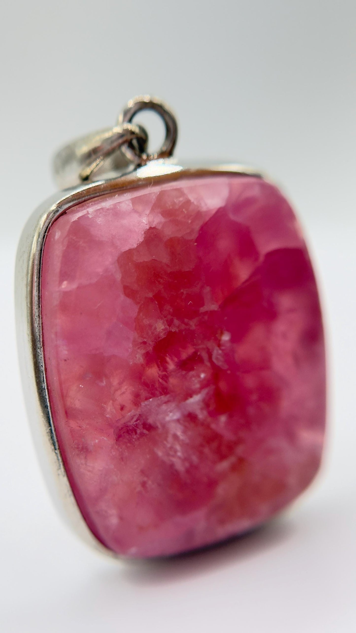 Cobalto Calcite Silver Pendant Pink Crystal Gemstone Necklace Natural Stone Unique Jewelry Gift
