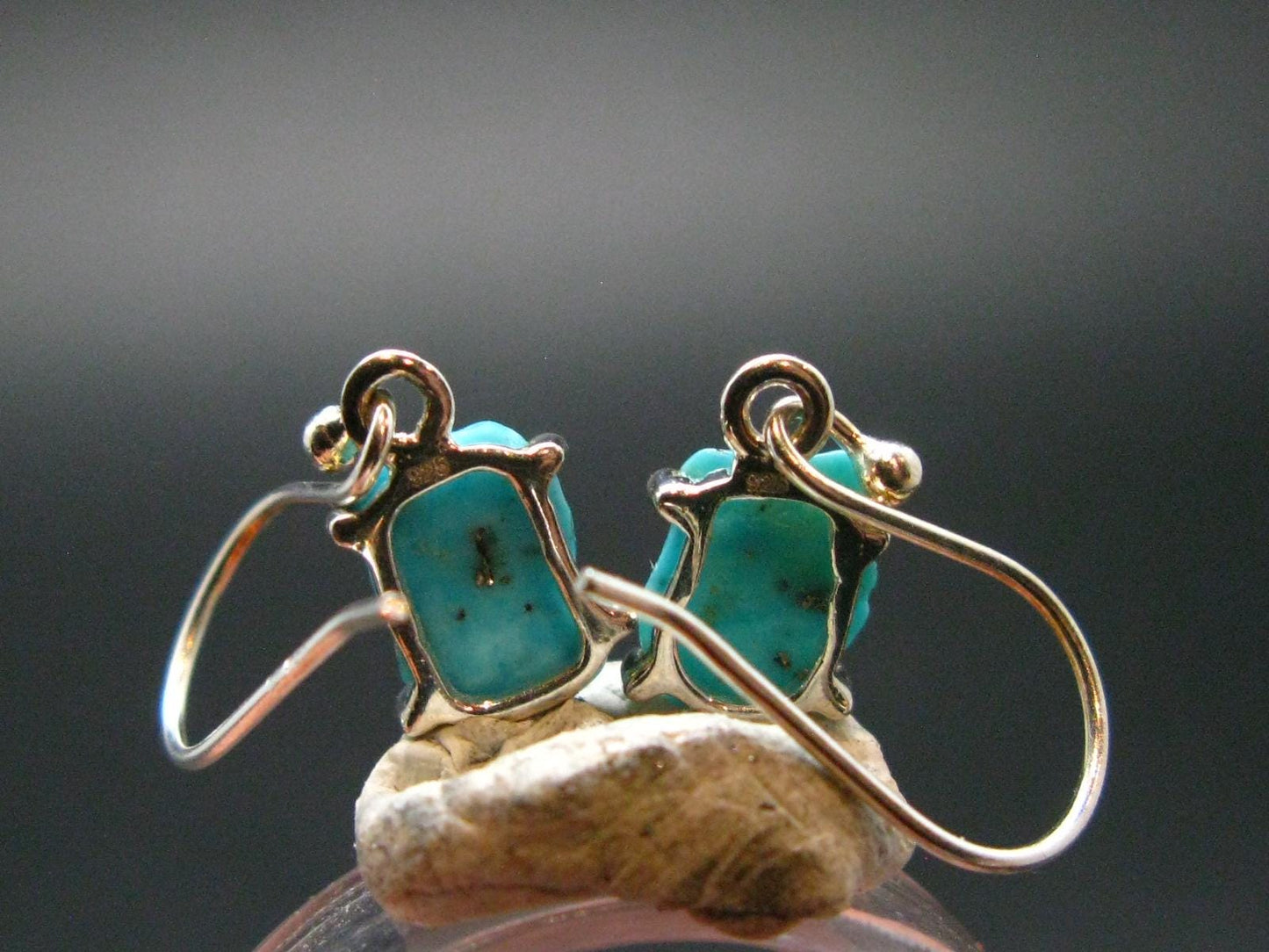 Nice Raw Natural Turquoise Sterling Silver Earrings from Mexico - 1.53 Grams